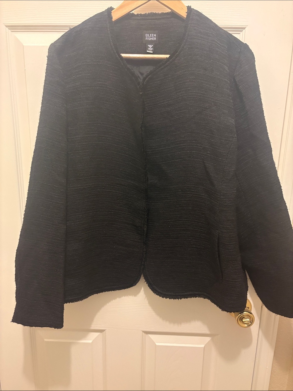 Eileen Fisher Black Textured Open-Front Blazer A181